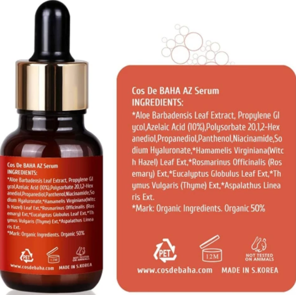 Cos De BAHA Azelaic Acid 10 Serum Ingredient