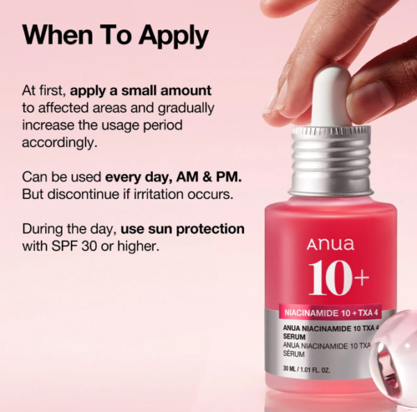 Anua Niacinamide 10 TXA 4 Serum for Brightening and Dark Spots when to apply
