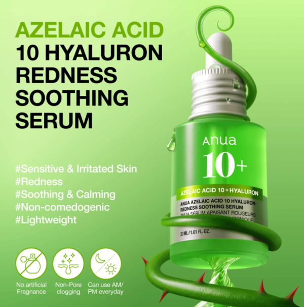 Anua Azelaic Acid 10 Hyaluron Redness Soothing Serum features
